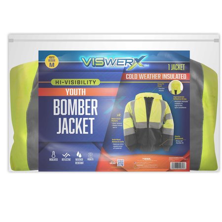 VISWERX Hi-Vis Quilted Bomber Jacket Childrens M 127-22072